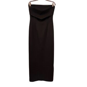 VTG Laundry by Shelli Segal Black Strapless Column Gown Formal Dress Size 10 EUC